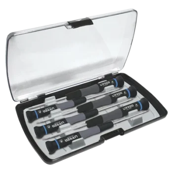 Juego de destornilladores de precisión / 6 piezas Torx T5-T10 / Mango bimaterial / Acero Cr-V-Mo / Estuche PE antideslizante