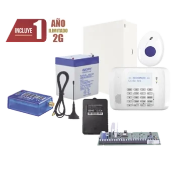 Kit de alarma / panel VISTA-48 / comunicador 2G multimarca MINI01-2G / botón de pánico con detección de caídas / app RControl