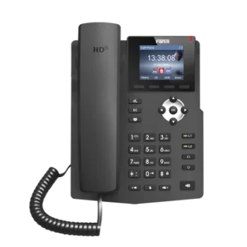 Teléfono IP empresarial para 2 lineas SIP con pantalla LCD de 2.4 Pulgadas a color y conferencia de 3 vías, PoE