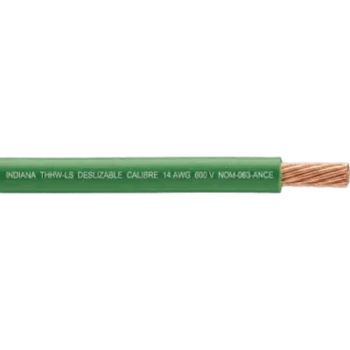 Cable THW-LS / 14 AWG / 19 Hilos / 90°C Seco / 75°C Mojado / Verde / Bobina 100 m (328 ft)