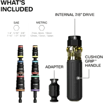 Desarmador de Impacto / 14 en 1 / Magneto de Tierras Raras / Almacenamiento Dual / Asistente de Torque / Dados 7-14 mm