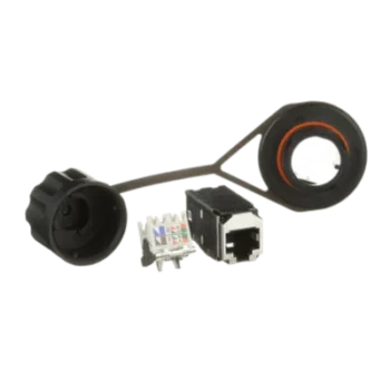 Conector Industrial RJ45 / Blindado IP67 / Categoría 6A / Tapa Protectora / Terminación sin Herramienta / Contactos 50 µin Oro