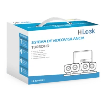 Kit TurboHD / 4 Canales / 4 Cámaras Bala 2 Megapixel / IR 20 m (65.6 ft) / H.265+ / IP66 / HDMI y VGA Simultáneo