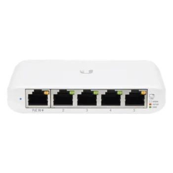 Switch Administrable Compacto / 5 Puertos Gigabit RJ45 / PoE 802.3af/at Entrada / USB-C o PoE / 4.22 x 2.76 x 0.83 pulgadas