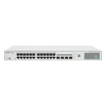 Switch Administrable L2 PoE+ / 24 Puertos Gigabit / 4 SFP Uplink 1G / 370W / Capacidad 56 Gbps / Protección 6 kV / 1U Rack