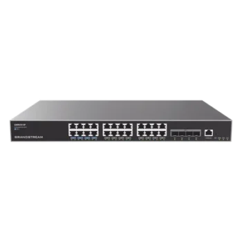 Switch Capa 3 PoE+ Administrable / 24 puertos Gigabit / 4 puertos SFP+ 10G / 360W PoE / 128 Gbps / 95.232 Mpps / 1.18 pies (0.36 m) de profundidad