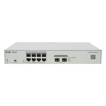 Switch Administrable PoE+ / 8 Puertos Gigabit / 2 SFP 1Gb / Capacidad 20 Gbps / Sin Ventilador / 125W PoE
