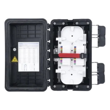 Caja de Distribución de Fibra Óptica / 96 Empalmes / IP65 Exterior / 4 Charolas / Polipropileno + Fibra de Vidrio UV / 2 Entradas 8-20mm y 5-16mm