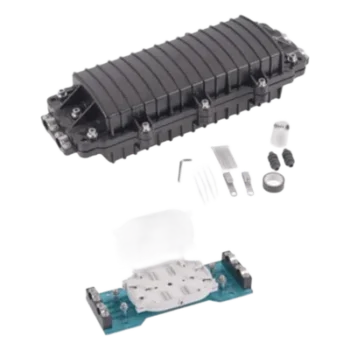 Caja de Distribución de Fibra Óptica Horizontal / 96 Empalmes / IP68 Exterior / 2 Puertos / Polipropileno UV