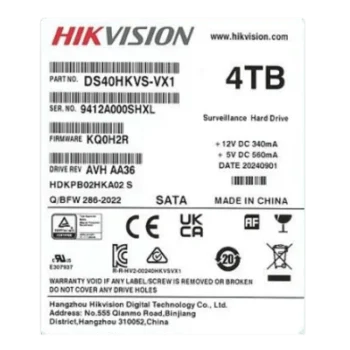 Disco Duro para Videovigilancia / 4 TB / 5400 RPM / SATA 6 Gb/s / 32 Canales HD / 180 TB Carga Anual / 24x7