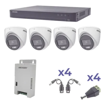 Kit TurboHD ColorVu / DVR 4 Canales / 4 Cámaras 1080p / Exterior 2.8 mm / 98° / Fuente Regulada / Transceptores UTP