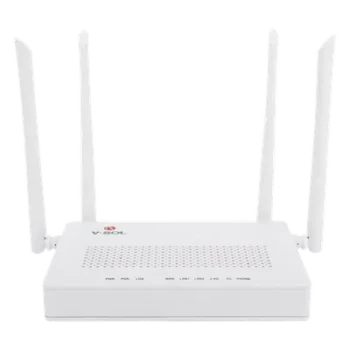 ONU Dual G/EPON / Wi-Fi AC Doble Banda / 2x LAN Gigabit / 1x FXS / 4 Antenas 5 dBi / 12V 1A