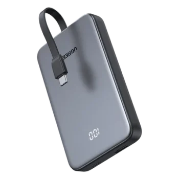 Power Bank / 10000 mAh / 37 Wh / Salida USB-C PD 20W / Salida USB-A SCP 22.5W / Cable USB-C Integrado / Indicador Digital LED