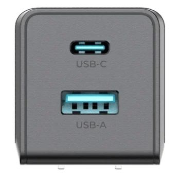 Cargador GaN III / 35W Total / USB-C PD 35W + USB-A 22.5W / Carga Simultánea / Enchufe Plegable / 6 Capas de Protección