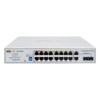 Switch PoE / 16 Puertos 10/100 Mbps PoE / 2 Uplink Gigabit / 1 Puerto SFP / Presupuesto PoE 250 W / Alcance 250 m (820.2 ft) / ONVIF