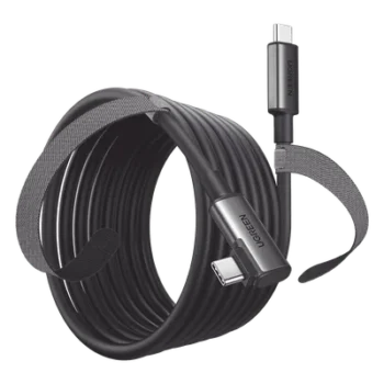 Cable USB-C a USB-C / 5 m (16.4 ft) / USB 3.0 5 Gbps / Carga 3A / Conector Angulado 90° / Nylon Trenzado