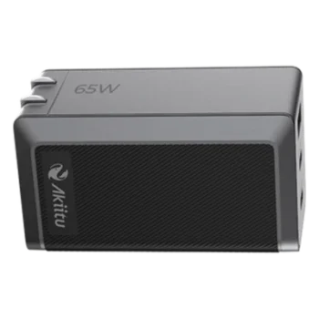 Cargador de Pared GaN III / 65W Máxima / 3 Puertos / 2 USB-C + 1 USB-A / PD 3.0 y QC 4.0 / Enchufe Plegable / 6 Protecciones de Seguridad