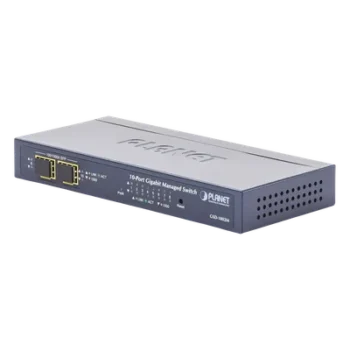 Switch Administrable / 8 Puertos Gigabit / 2 Puertos SFP / 20 Gbps Switching / Alimentación Dual PoE + DC / IPv6/IPv4 / CloudNMS