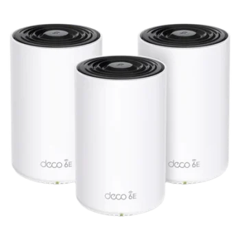 Sistema Mesh Wi-Fi / Wi-Fi 6E AX5400 / Triple Banda / 3 Nodos / 3 Puertos Gigabit WAN/LAN Auto-Detección / 4 Antenas Internas / Administración por App