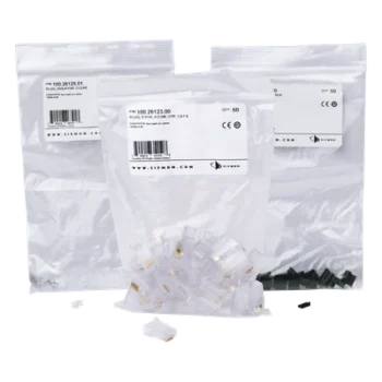Plug RJ45 Cat6 / 23-26 AWG / 50μin Oro / 750 Ciclos / UL94 V0 / Bolsa 50 pzas
