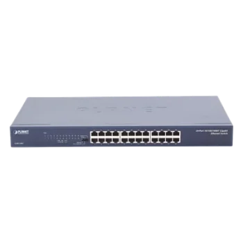 Switch Gigabit No Administrable / 24 Puertos 10/100/1000 Mbps / Alcance Extendido 200 m (656.2 ft) / 48 Gbps Switching Fabric / Montaje Rack 1U