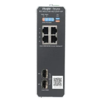 Switch Industrial PoE+ / 4 Puertos Gigabit / 1 PoE++ 60W + 3 PoE+ 30W / 2 SFP Uplink / 12 Gbps / -40°C a 75°C / Protección 6 kV