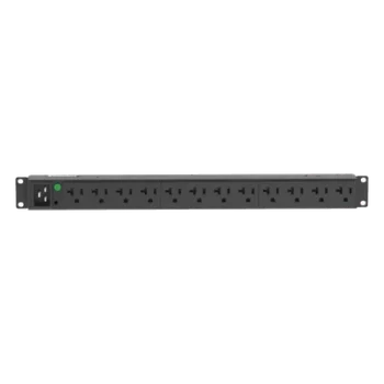 PDU Básico para Rack / 12 Contactos NEMA 5-20R / Entrada NEMA L5-20P / 20 Amp / 120 Vca / Montaje Horizontal 1UR / Cable 3 m (9.8 ft)