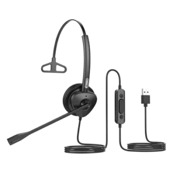 Diadema USB Monoaural / Cancelación de Ruido ENC / Audio HD / Micrófono Dual / Plug-and-Play