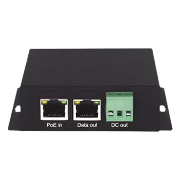 Splitter PoE / 1 Puerto PoE Entrada / 1 Puerto Salida Datos / Salida 12 Vcc 2A / Protección ESD 8 kV / Compacto