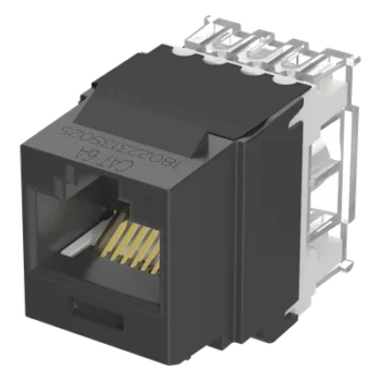 Conector Keystone / Cat 6A / 8P8C / UTP / 22-26 AWG / T568A/B / 50 μin Oro / Negro