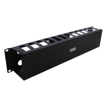 Organizador de Cables Horizontal / 19" / 2UR / Acero Calibre 18 / Tapa PVC / 2.52' (30.24 in) de Profundidad