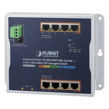 Switch Industrial PoE Administrable de Pared / 8 Puertos Gigabit PoE 802.3at / 2 Puertos SFP 100/1000X / Presupuesto PoE 200W / Alcance hasta 820 pies