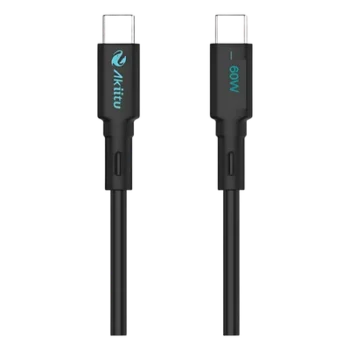 Cable USB-C a USB-C / Carga Rápida 60W / Transferencia 480 Mbps / Magnético Auto-enrollable / Silicona Líquida / 1 m (3.3 ft)