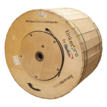 Carrete de Fibra Óptica Aérea Mini Figura 8 / G.652D Monomodo / 6 Hilos / Span 80 m (262 ft) / 4 km (2.5 mi)