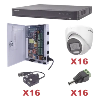 Kit de Videovigilancia TurboHD / DVR 16 Canales / 16 Cámaras Turret 2 Megapixel / Audio Bidireccional por Coaxitron / IR 30 m (98.4 ft) / Lente 2.8 mm 106° / H.265+