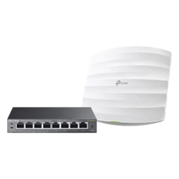 Kit Access Point y Switch PoE / Doble Banda AC / 1750 Mbps / 8 Puertos Gigabit / 55W PoE Total