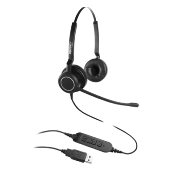 Audífonos USB de Diadema / Audio HD Estéreo / Cancelación de Ruido / Micrófono Cardioide 300° / Diseño Ergonómico 58-72 g