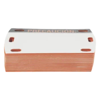 Etiqueta Autolaminada / 90 x 50 mm / 3.54 x 1.97 in / Vinilo Rígido / Interior-Exterior / Paquete 25 pzas / Negro-Naranja