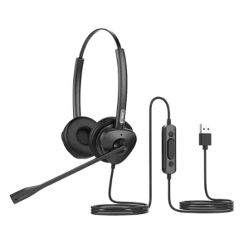Diadema USB / Binaural / Cancelación de Ruido ENC / Audio HD / Micrófono Dual / Plug & Play