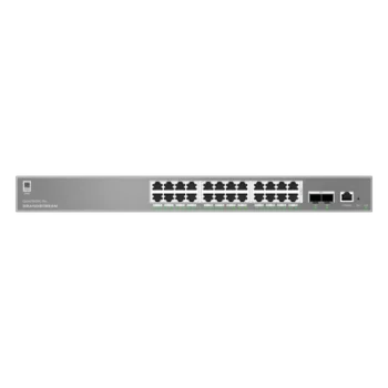 Switch Administrable L2++ / 24 Puertos Gigabit PoE / PoE++ 250W / 2 Puertos SFP+ / 88 Gbps / VLAN 4K / QoS Avanzado