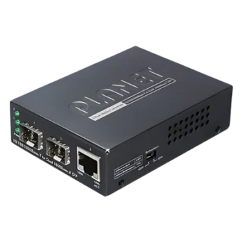 Convertidor de Medios / Puerto 10/100/1000Base-T / Doble Ranura SFP / Hasta 120 km / 2.8 W