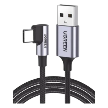 Cable USB-A a USB-C / Conector 90° / Carga Rápida 60W / Transferencia 480 Mbps / Nylon Trenzado / 1 m (3.3 ft)