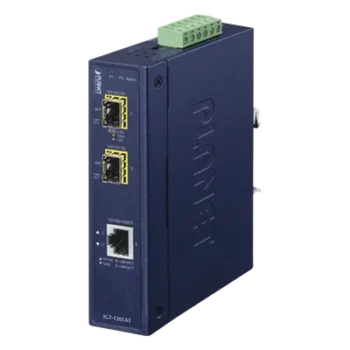 Convertidor de Medios Industrial / 1x Ethernet 10/100/1000 Base-T / 2x SFP 100/1000/2500 Base-X / -40 a 75°C / 12-48V DC