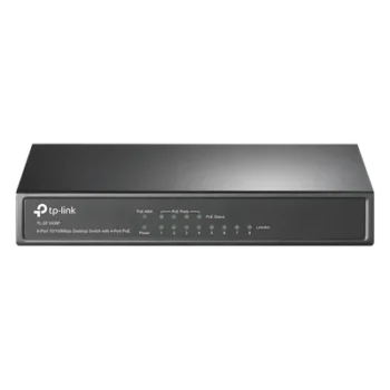 Switch PoE+ No Administrable / 8 Puertos 10/100 Mbps / 4 Puertos PoE 802.3af/at / 66W / Alcance Extendido 250 m (820 pies) / Sin Ventilador
