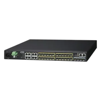 Switch Core Capa 3 / 24 SFP 100/1000X / 8 RJ45 Gigabit Compartidos / 4 SFP+ 10G / 95.23 Mpps / 1.44 x 0.79 x 0.14 pies
