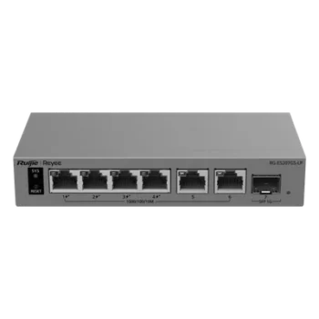Switch Gigabit Smart Cloud / 7 Puertos / 4 PoE+ 40 W / 1 SFP Uplink / Capa 2 / Protección 6 kV / Fanless