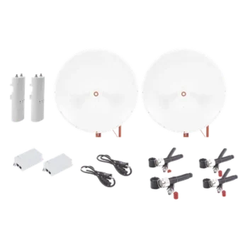 Kit Radio Punto a Punto / 500 Mbps / Antena Parabólica 34 dBi / Alcance 65 km (213.3 ft) / Frecuencia 4.9-6.5 GHz / PoE 24V