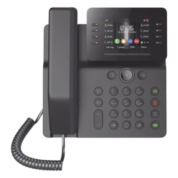 Teléfono IP Empresarial / 12 Líneas SIP / Pantalla Color 3.5" / Wi-Fi Dual Band / Bluetooth 5.0 / PoE Gigabit / Conferencia 6 Vías