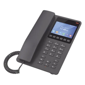 Teléfono IP Hotelero / Wi-Fi 6 Dual Band / 2 Líneas SIP / Pantalla LCD Color / 3 Vías Conferencia / USB-C Carga Rápida