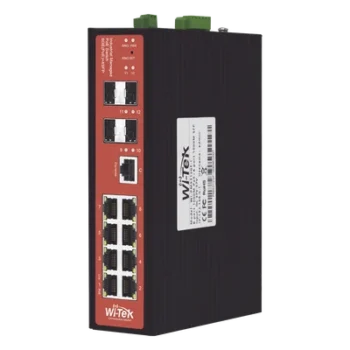 Switch PoE Industrial Administrable / 8 Puertos Gigabit + 4 SFP / PoE Mixto 24V/48V / 802.3af/at/bt 60W / Protección 8kV / Riel DIN / -40°C a 80°C